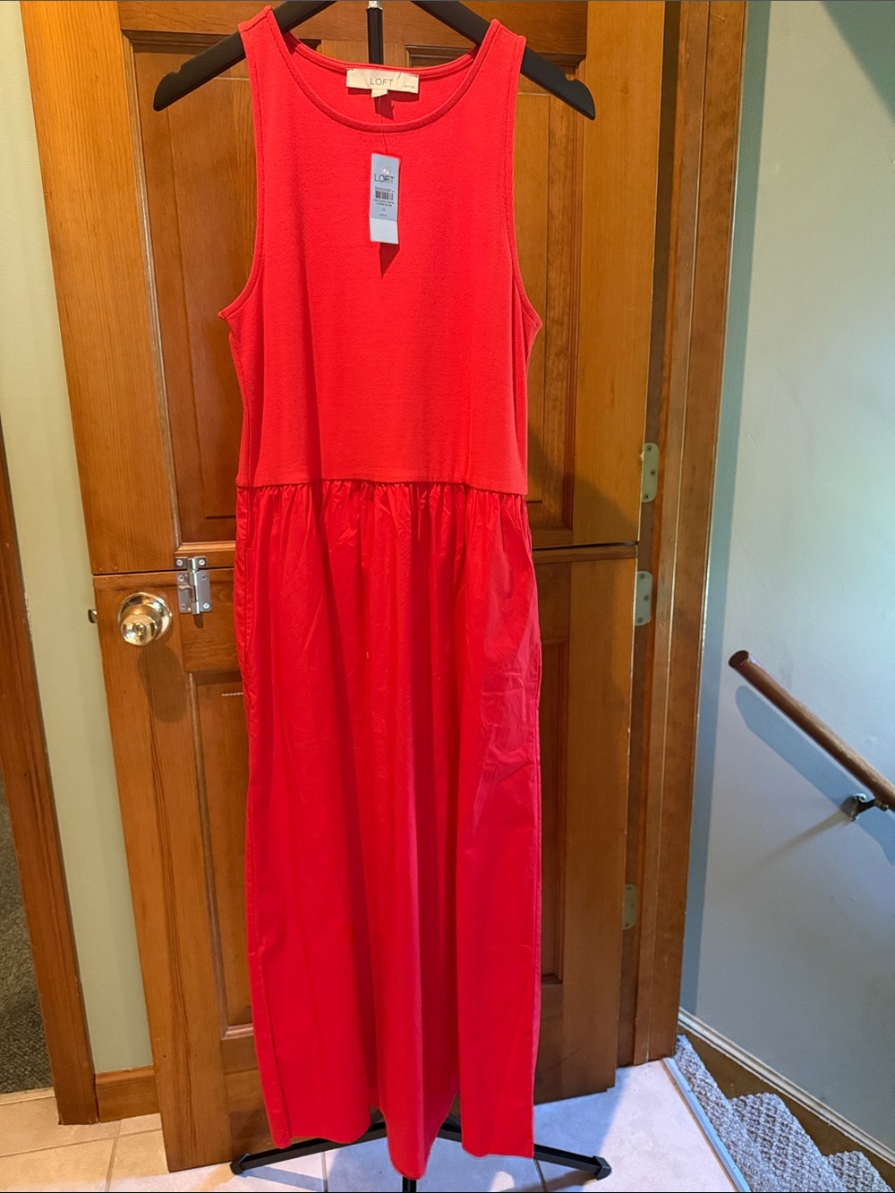 LOFT Vibrant Red Sleeveless Maxi Dress